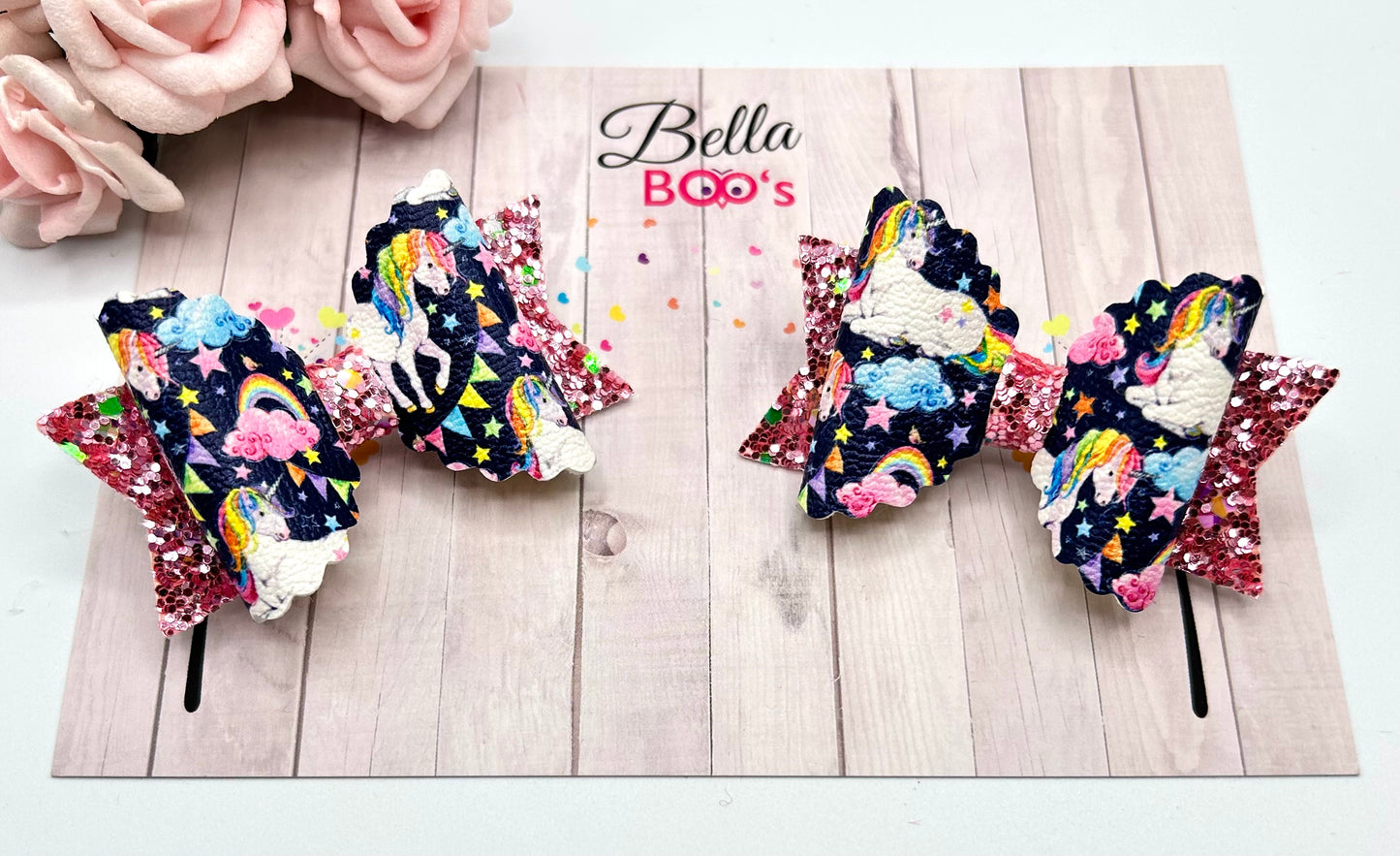 Unicorn Party Pigtail Hair Bow Set