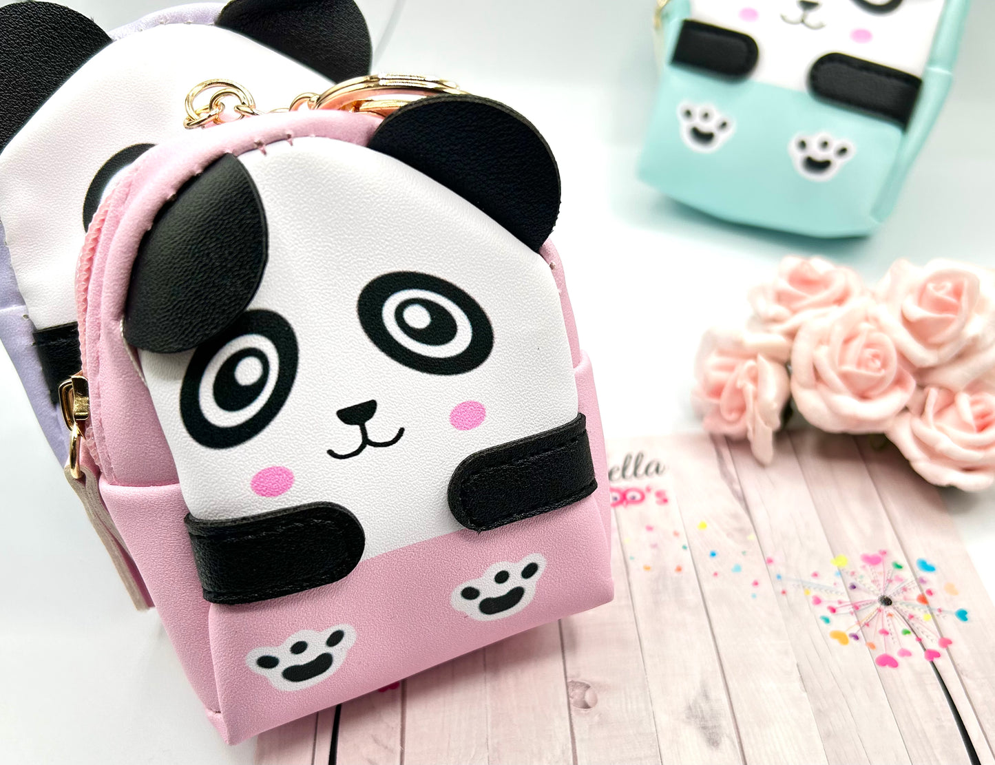Panda Purse Keyring/Chain - Choose Your Colour in