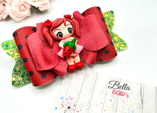 Strawberry Girl Delight Hair Bow - Handcrafted Clay