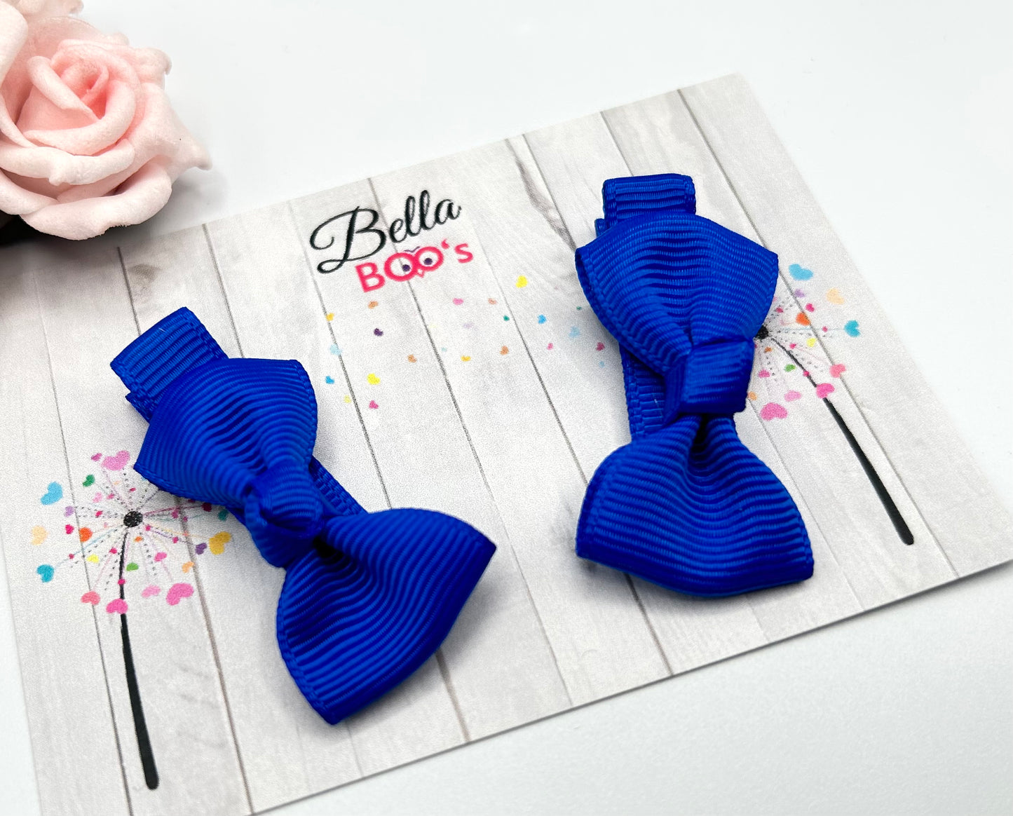 Ribbon Hair Bow Set - Royal Blue