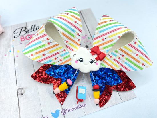 Fun For School Hair Bow - Handcrafted Clay