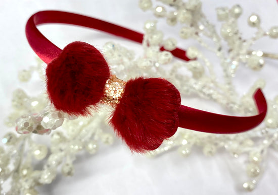 Red Fluffy Bow Hair Band
