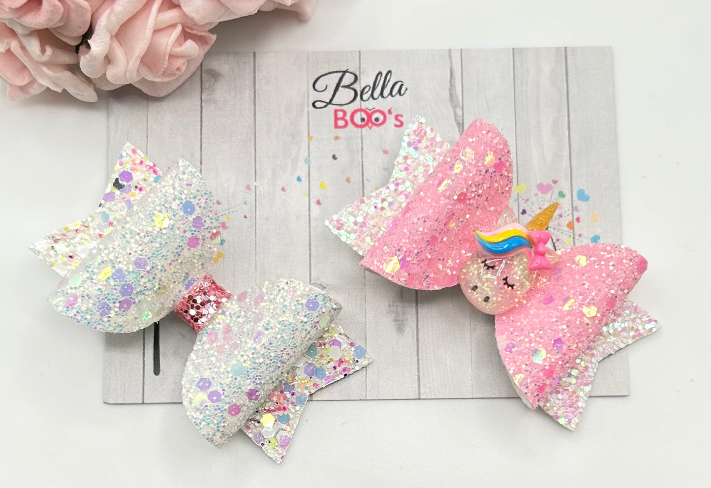 Bella Hair Bow Set - Unicorn Sparkle