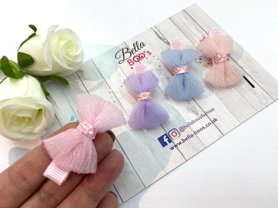 Dainty Tulle Hair Bow Set Of 4