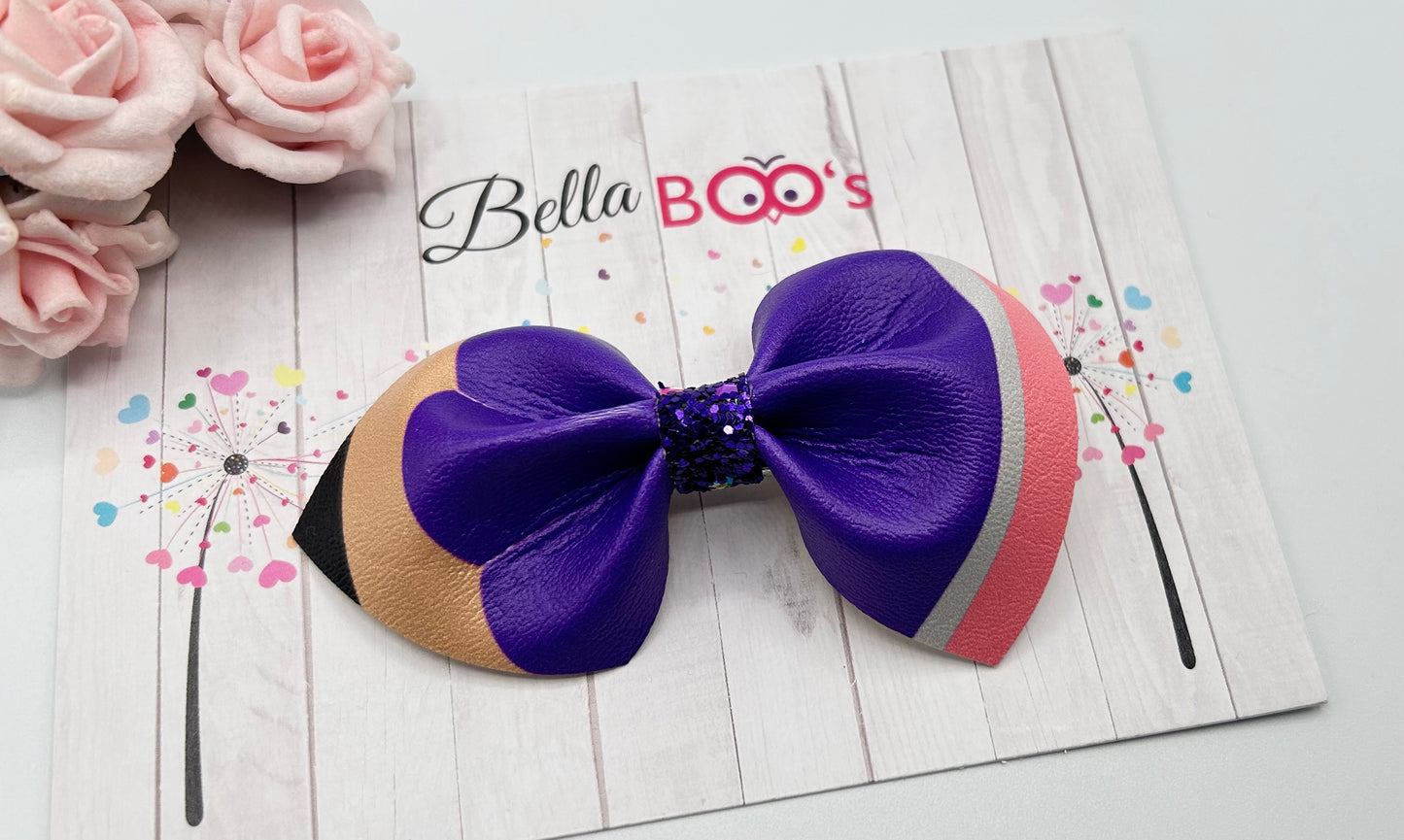 Load image into Gallery viewer, Pencil Hair Bow/Clip -Purple
