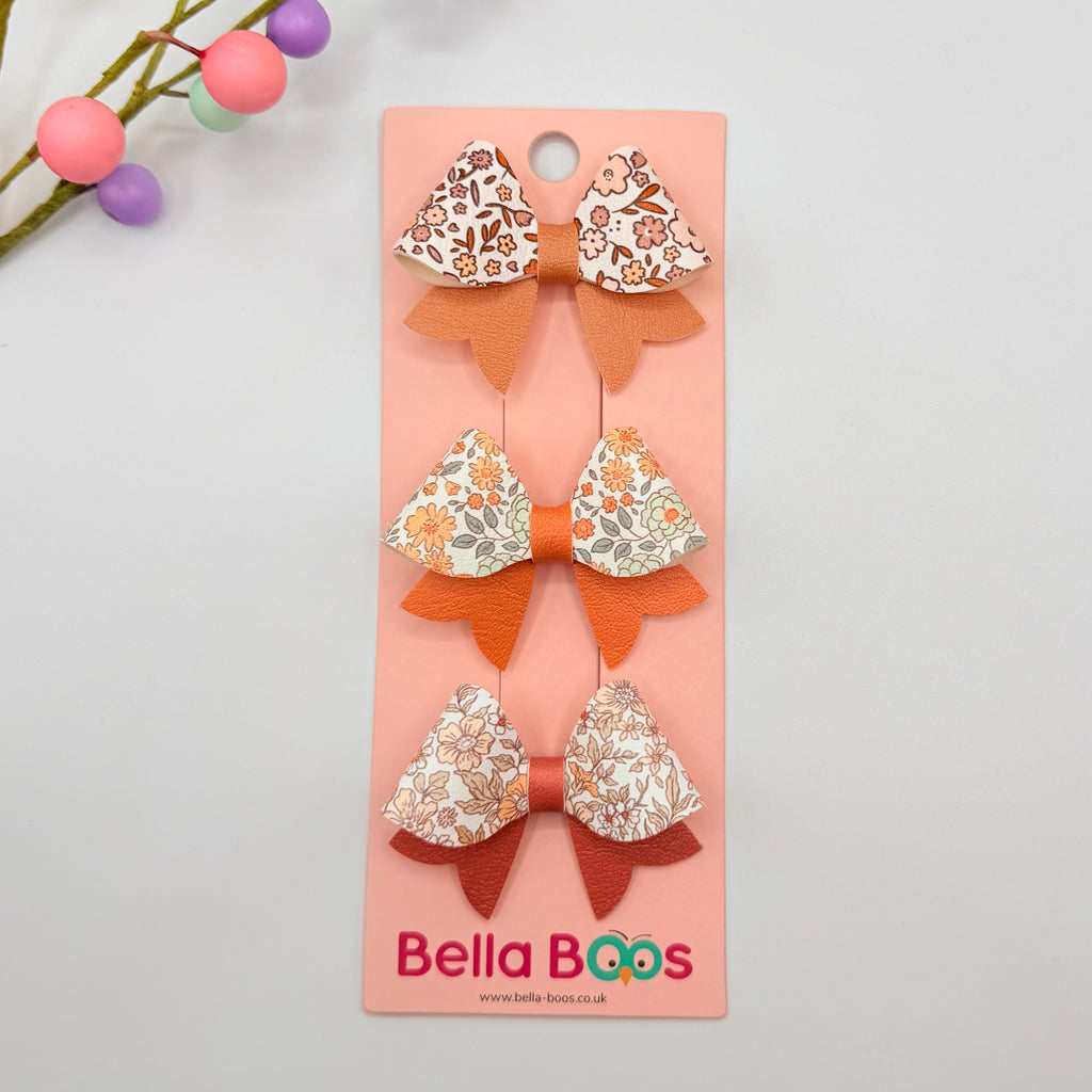 Bella Hair Bow Trio - Natural Florals Hair bow sets