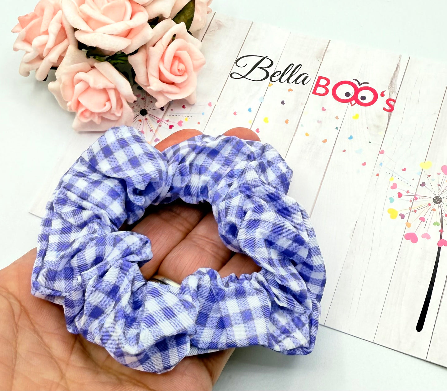 Purple Check Hair Scrunchie