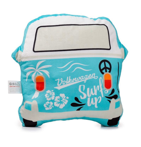 Plush Volkswagen VW T1 Camper Bus Shaped Surf Cushion- Blue