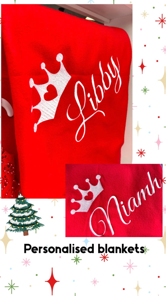 Christmas Red Fleece Blanket - Personalised