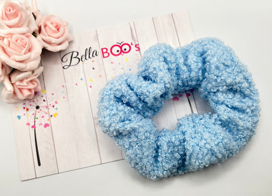 Load image into Gallery viewer, Baby Blue Teddy Hair Scrunchie
