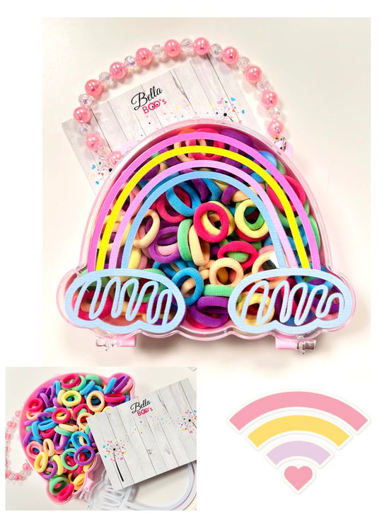 Hair Bobble Filled Rainbow Carry Case