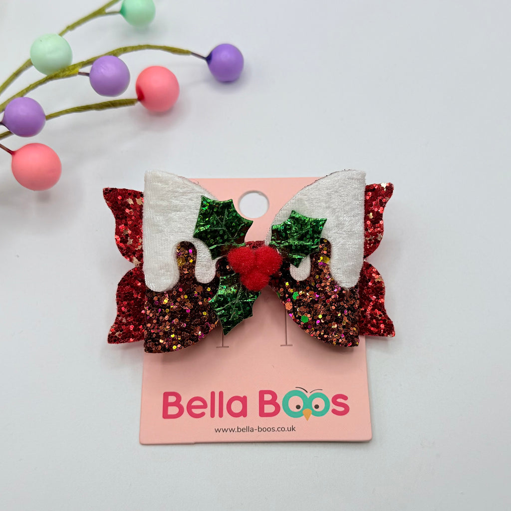 Christmas Pud Hair Bow Hair Bows