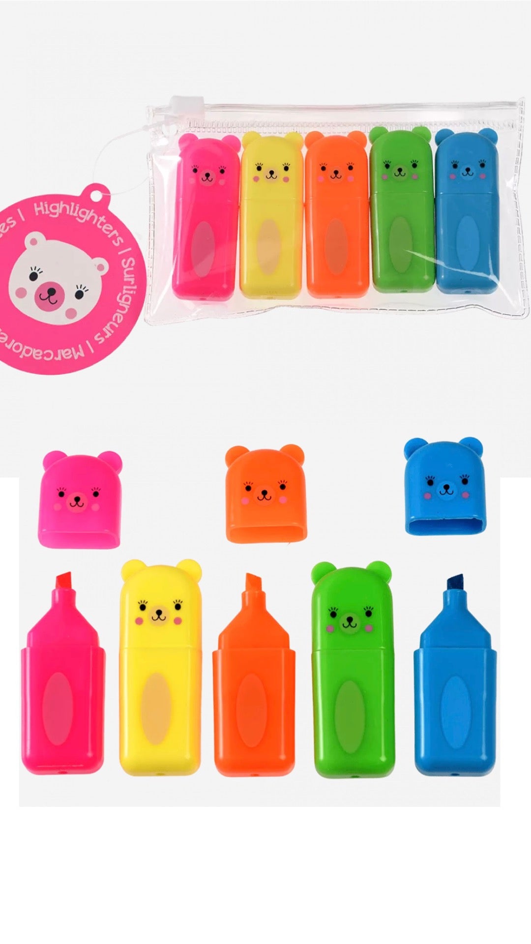 Bear highlighters (set of 5)