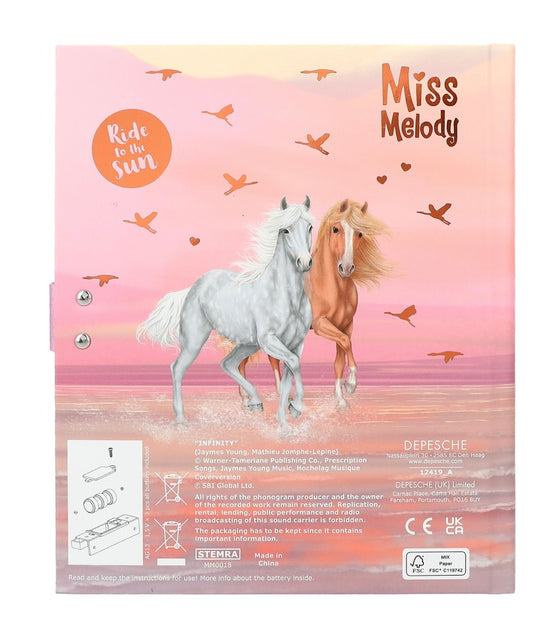 Miss Melody Diary With Code And Sound, Design 2 SUNDOWN