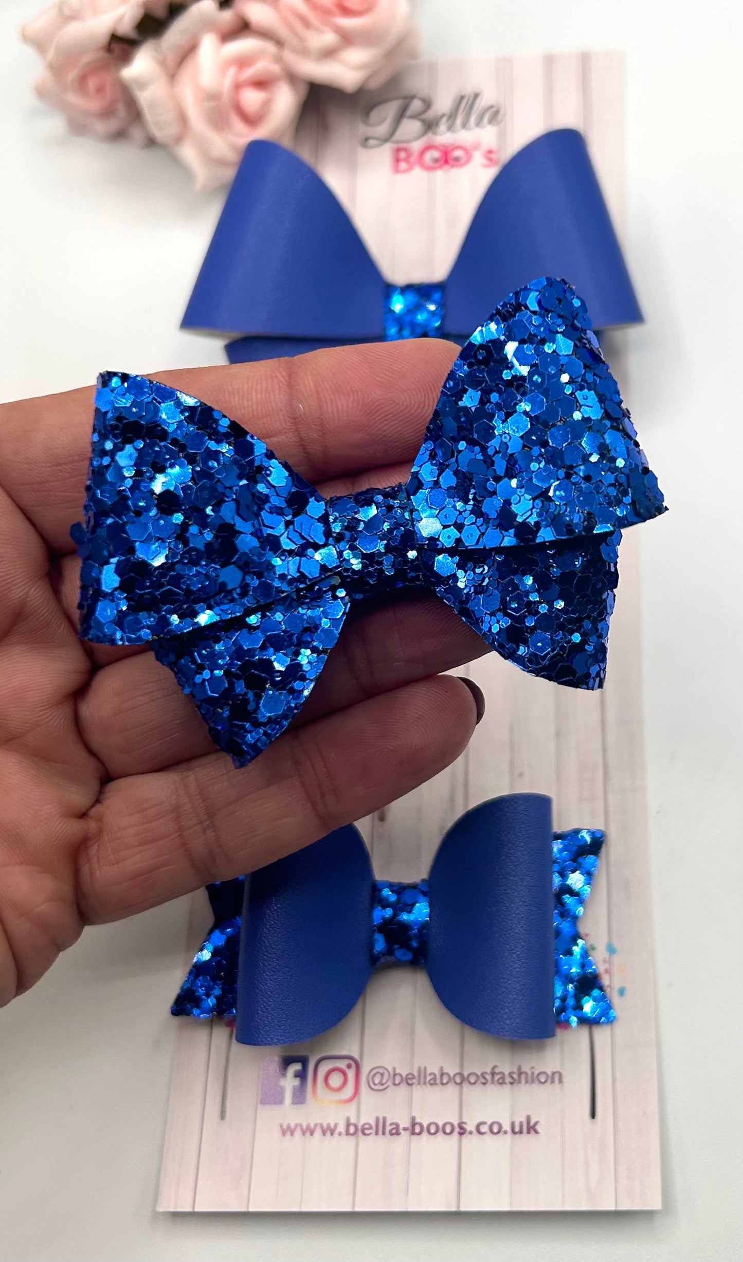 Royal Blue Hair Bow Trio