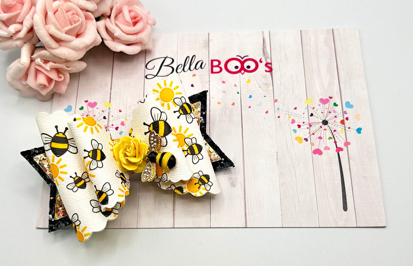 Load image into Gallery viewer, Sparkly Bee Embellishment Hair Bow
