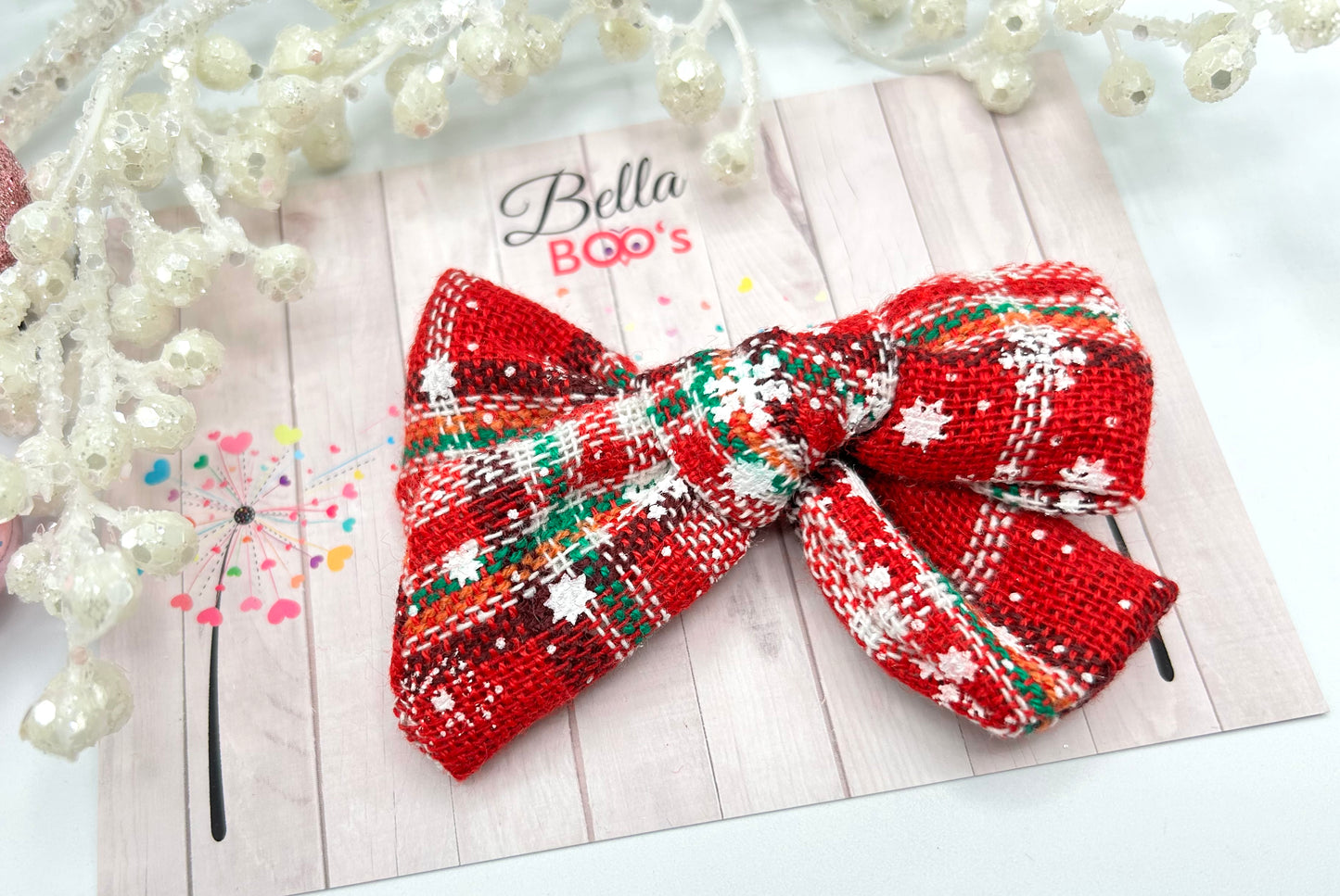 Christmas Tartan Fabric Hair Bow