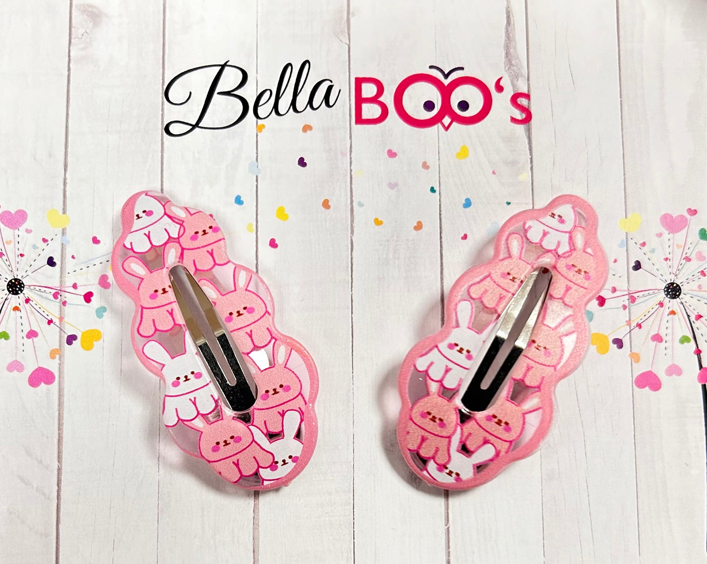 Pink Bunny Snap Clip Set