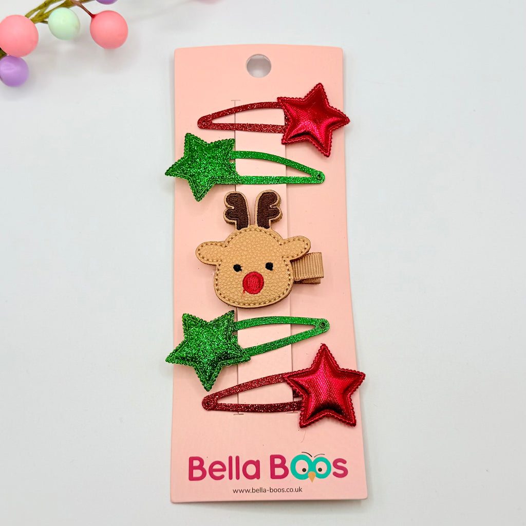 Christmas Hair Clip Set - Reindeer Hair Clips