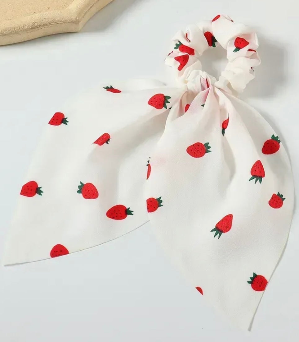 Strawberry Long Tails Hair Scrunchie