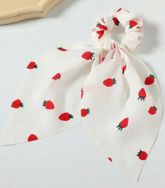 Load image into Gallery viewer, Strawberry Long Tails Hair Scrunchie
