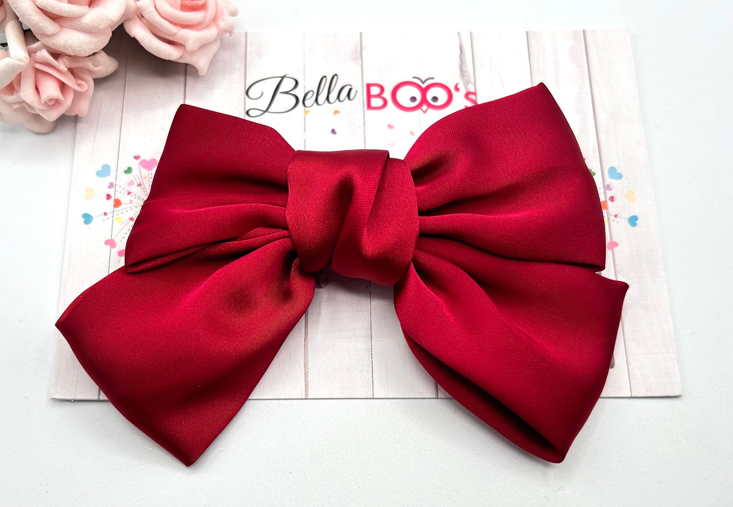 Load image into Gallery viewer, Red Satin Effect Hair Bow
