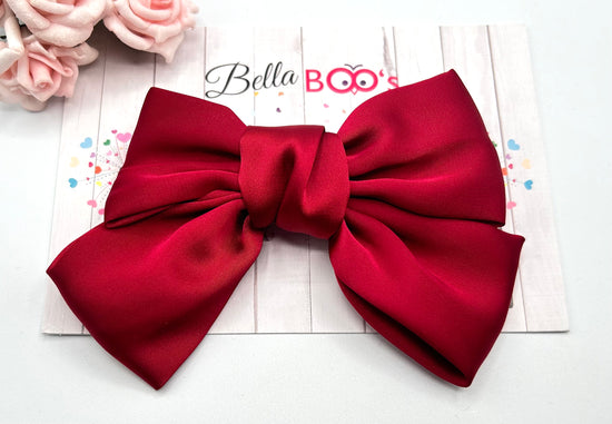 Red Satin Effect Hair Bow