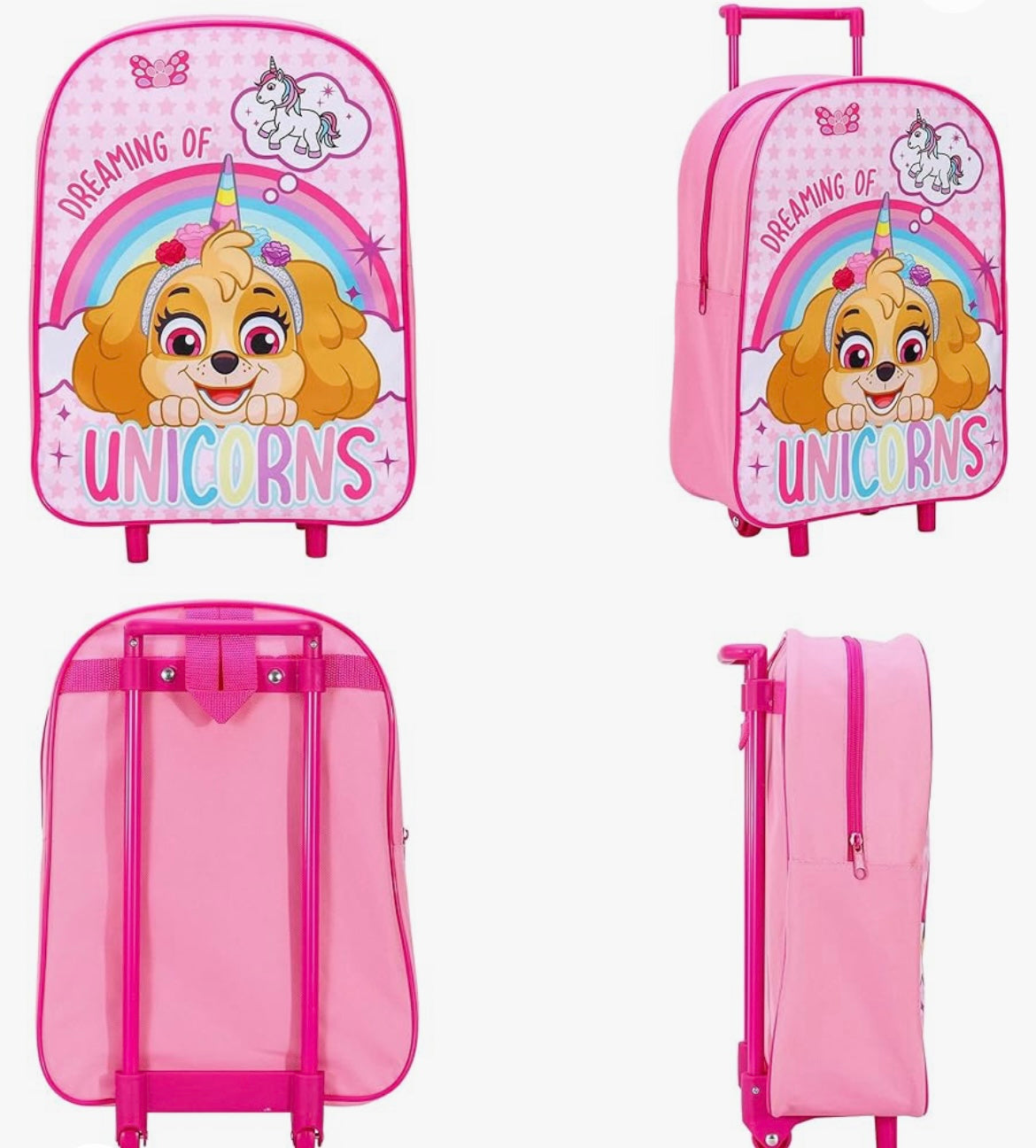 SKYE Unicorn Paw Patrol Character Standard Folding Trolley Hand Luggage Bag for Travel Holidays.