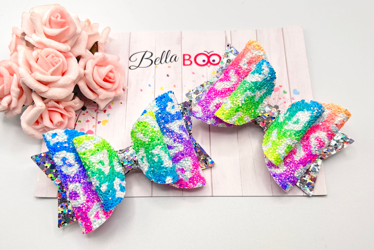 Bright Ombre Glitter Hair Bow