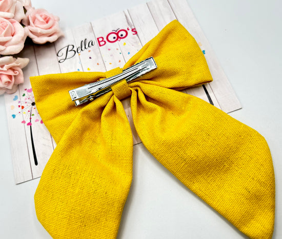 Yellow Drop Tail Fabric Hair Bow