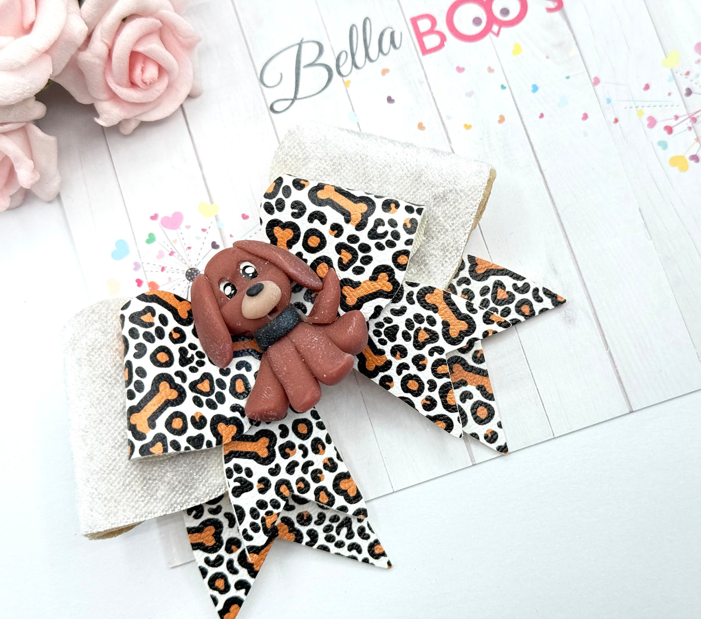 Coco The Puppy Hair Bow - Handcrafted Clay