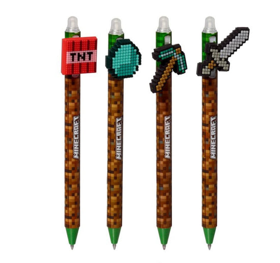 Inkredible Erasable Pen with Minecraft Tools Silicone Topper