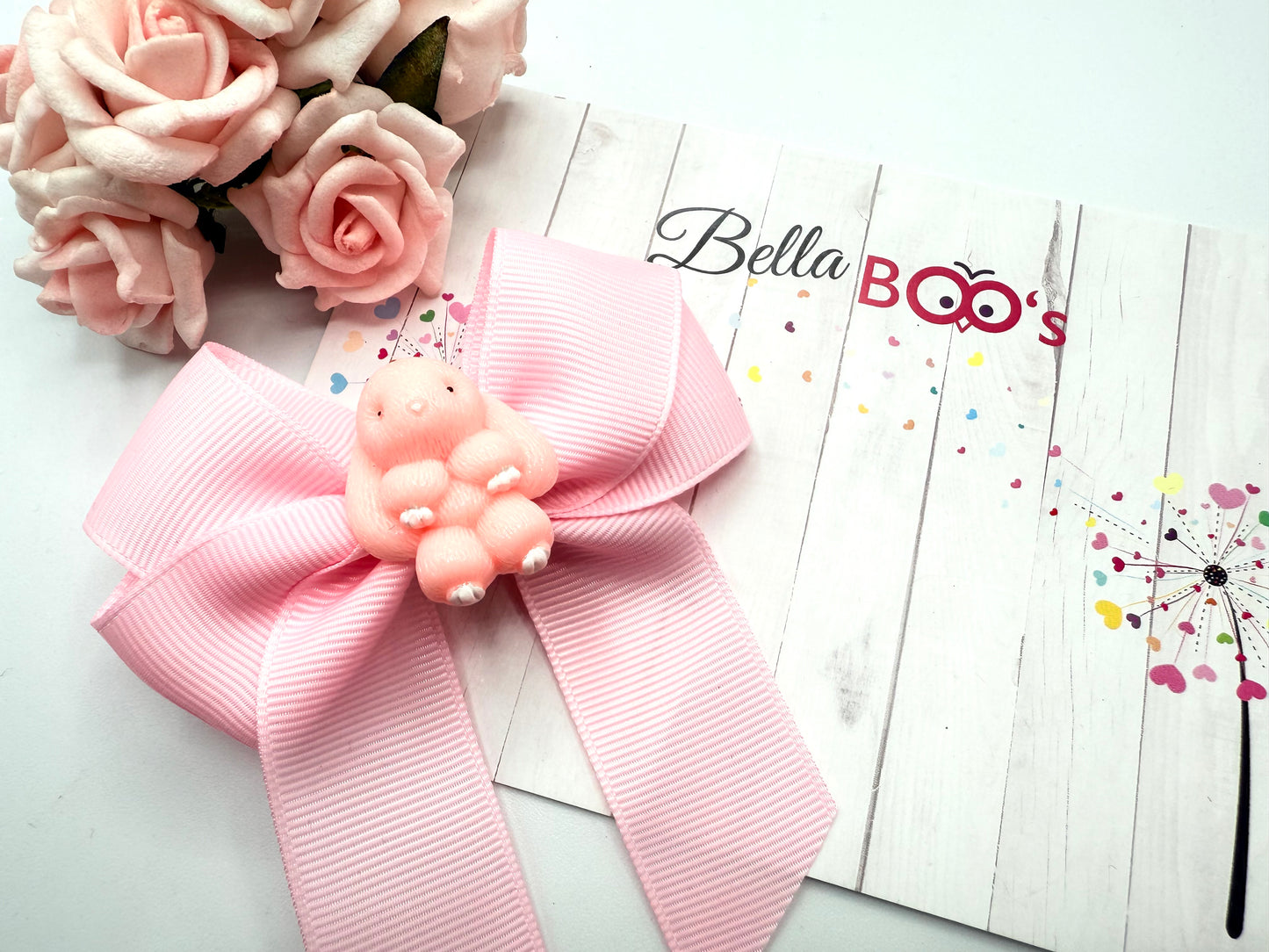 Baby Pink Bunny Ribbon Hair Bow