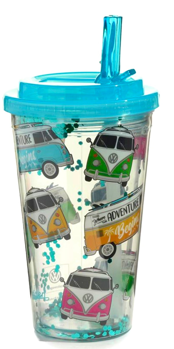 Shatterproof Volkswagen VW T1 Camper Bus Surf Double Walled Cup & Straw