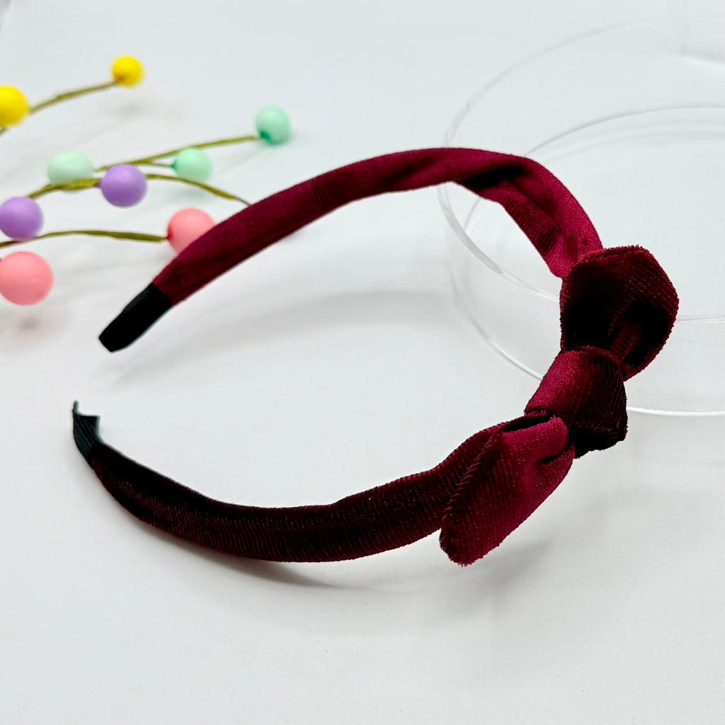 Wine Velour Bow Hair Band Hair bands