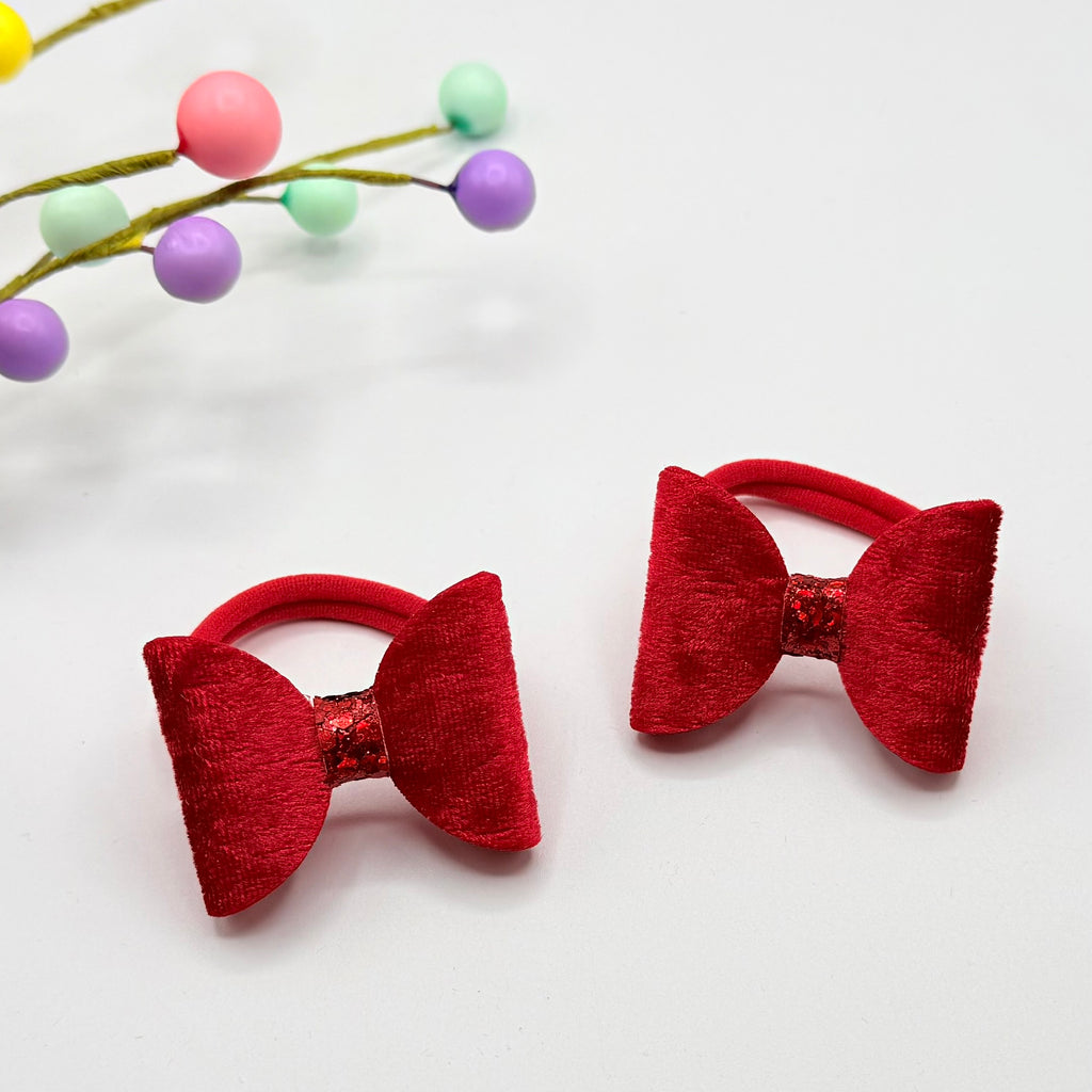Red Velvet Bow Bobble Set Hair bobbles