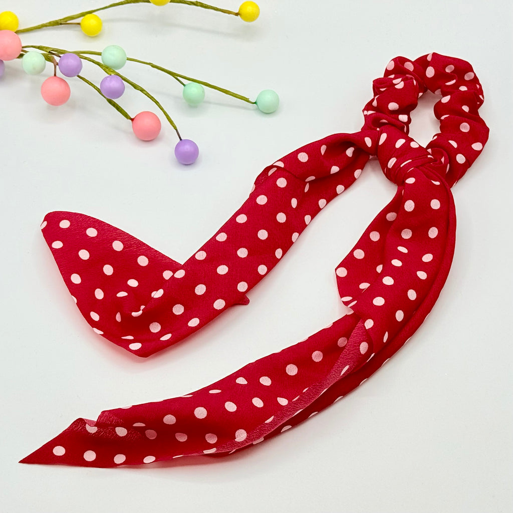 Red Spotty Long Tail Hair Scrunchie Hair scrunchies