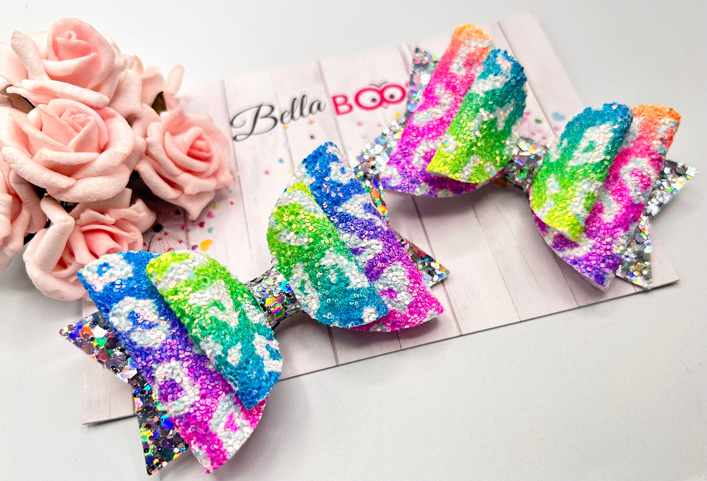Bright Ombre Glitter Hair Bow