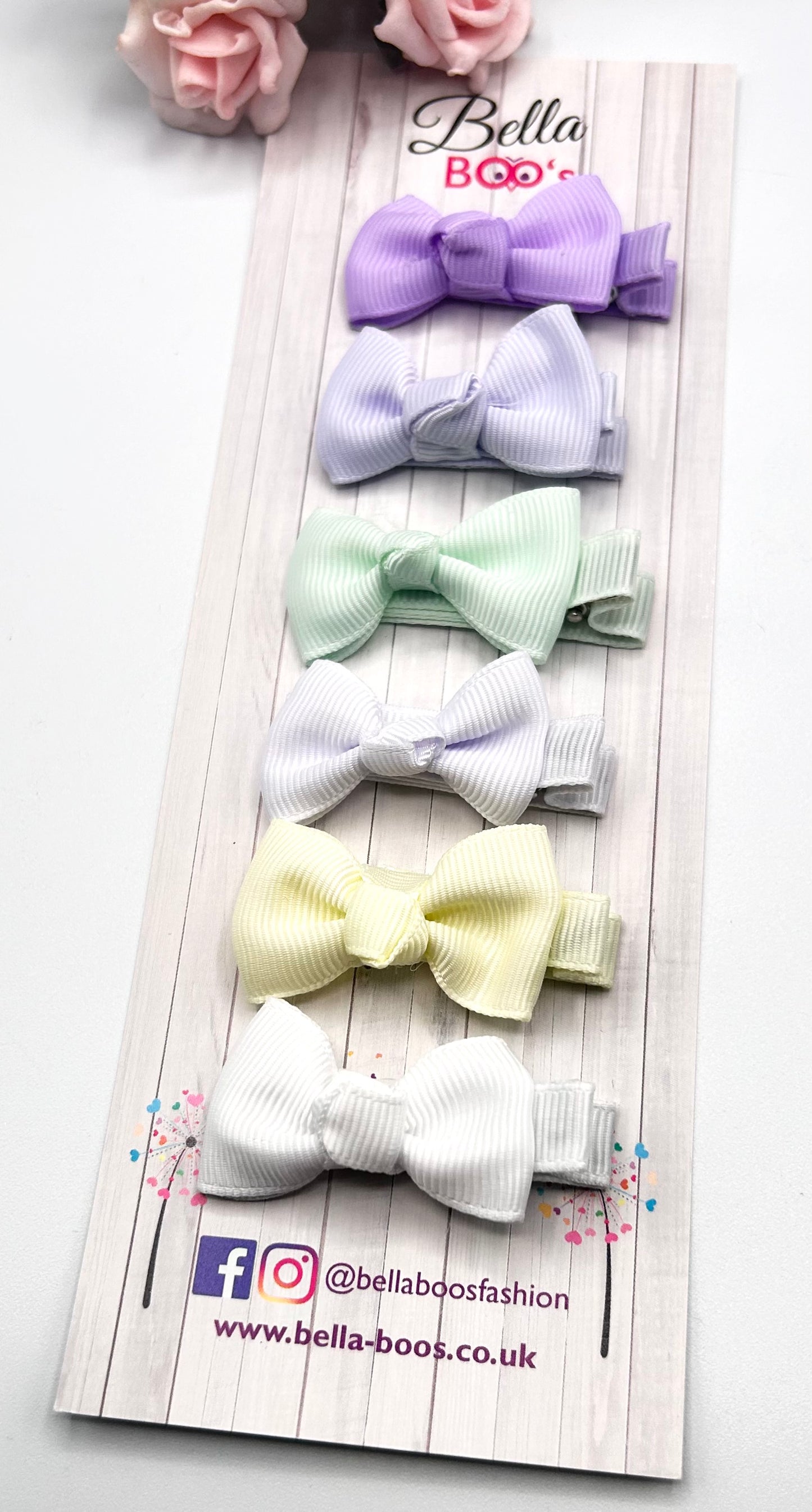 Small Ribbon Hair Bow Clip Set Of 6 -