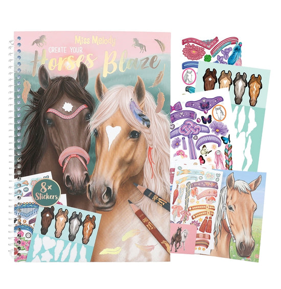 Miss Melody Create Your Horses Blaze Colouring Book- Topmodel