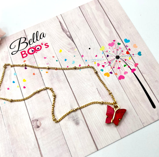Load image into Gallery viewer, Pretty Butterfly Necklace - Red
