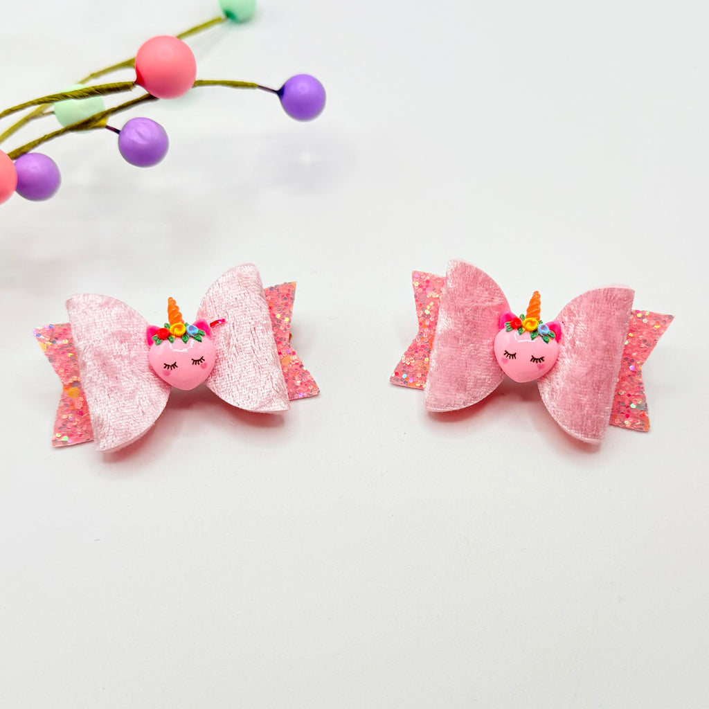 Bella Hair Bow Set - Unicorn Love Hair Bows