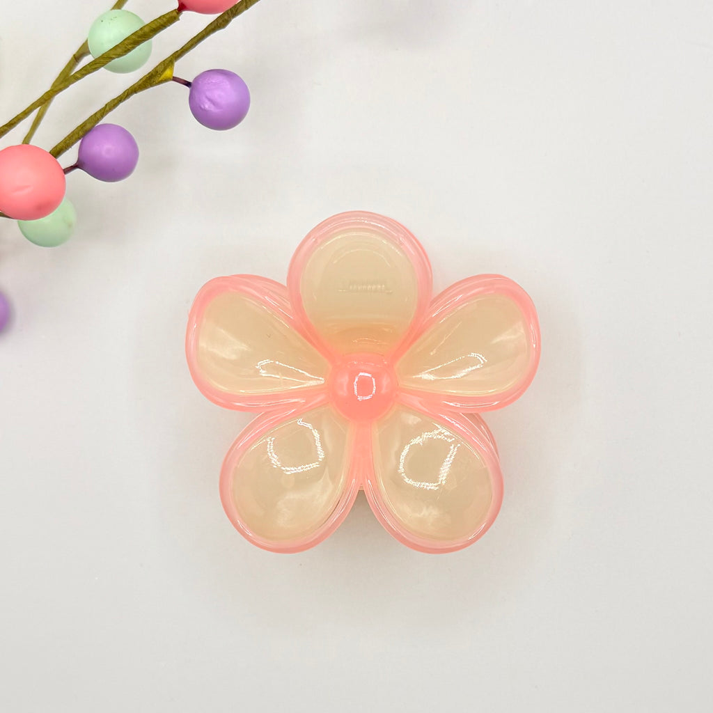 Pink & Cream Flower Claw Clip Hair Clips
