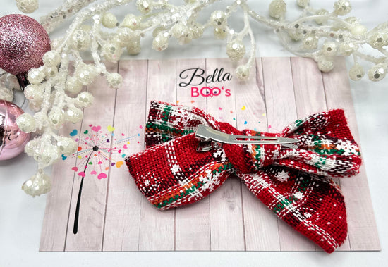 Christmas Tartan Fabric Hair Bow