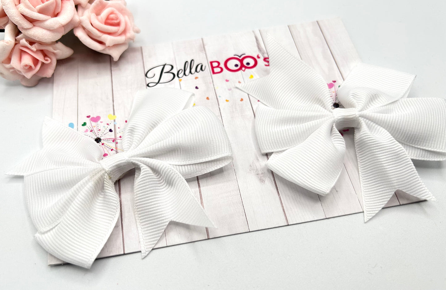 White Pinwheel Hair Bow Set