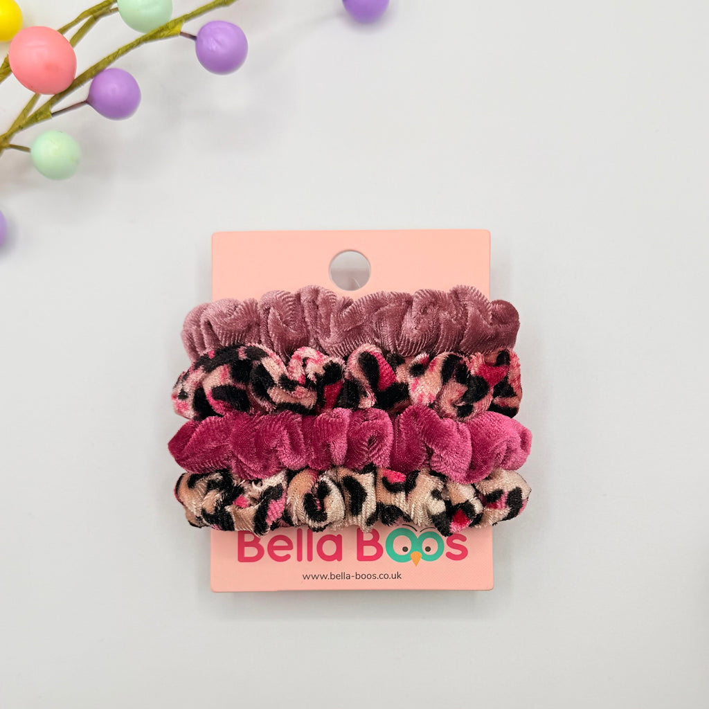 Velour Hair Scrunchie Set - Pink Animal Hair scrunchies