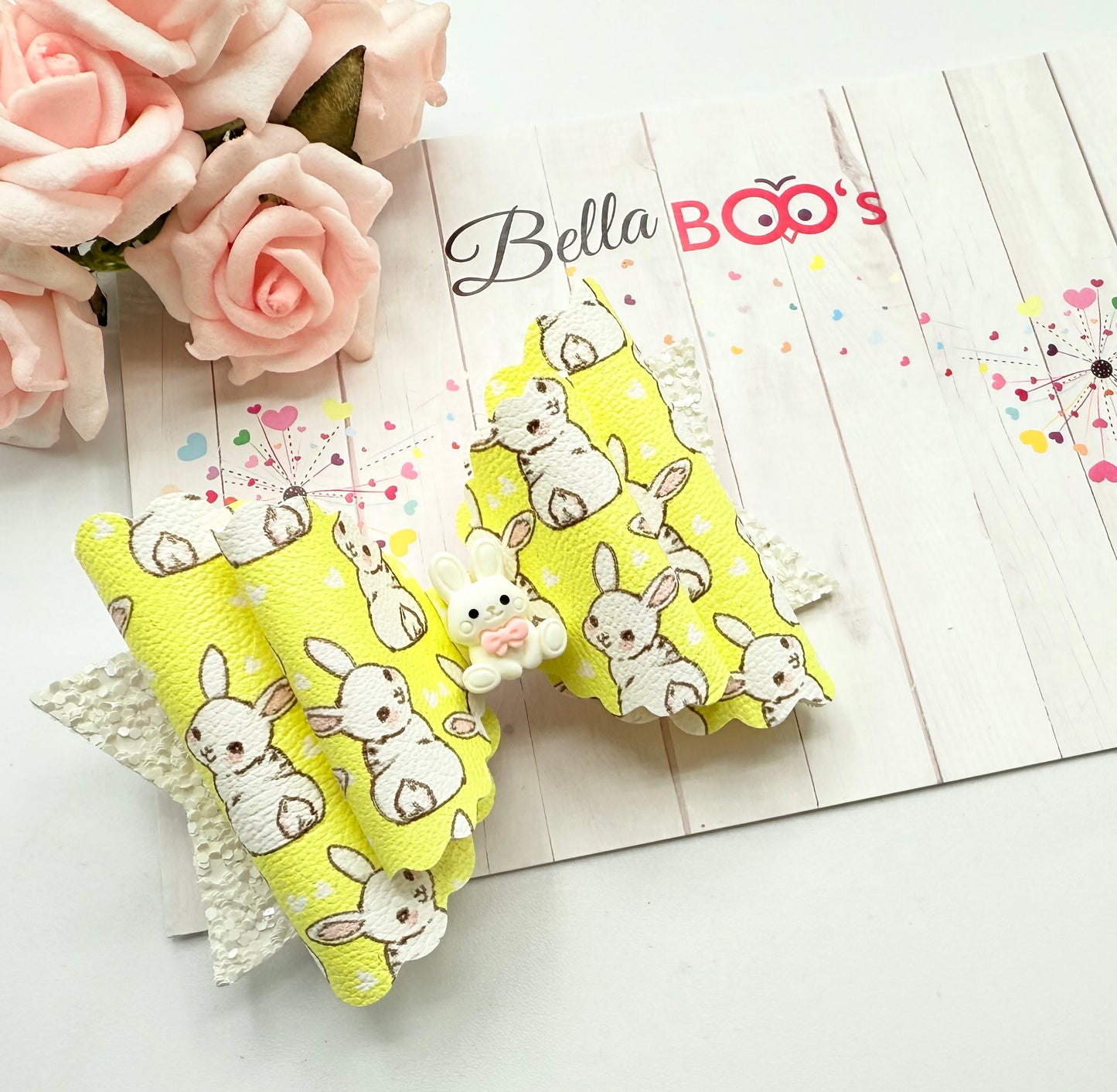 Easter Bunny Cutie Hair Bow - Lemon