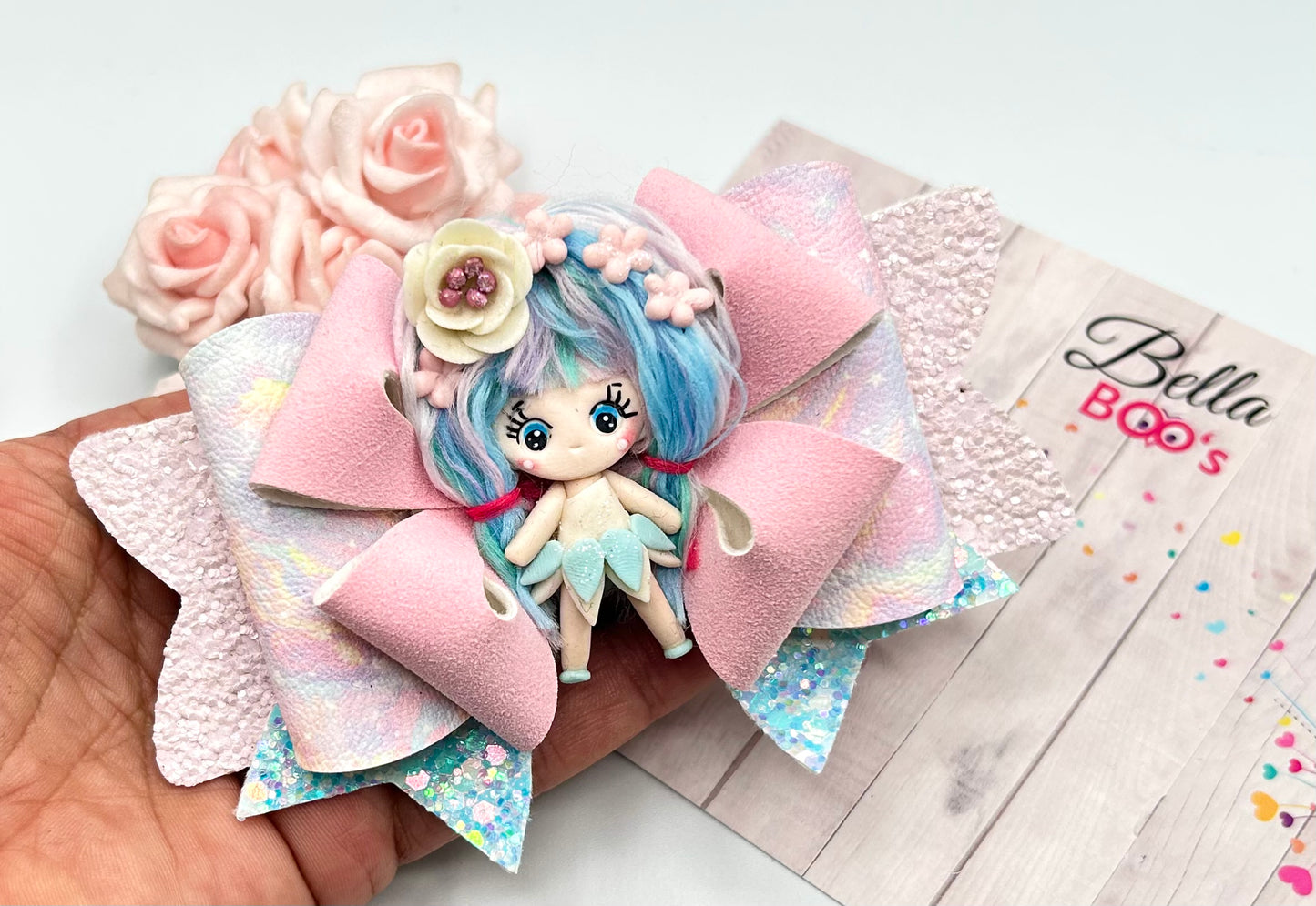 Load image into Gallery viewer, Deluxe Fairy Delight Hair Bow - Handcrafted Clay
