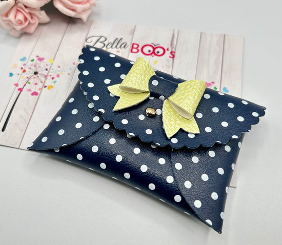 Load image into Gallery viewer, Navy Spotty Pouch Purse
