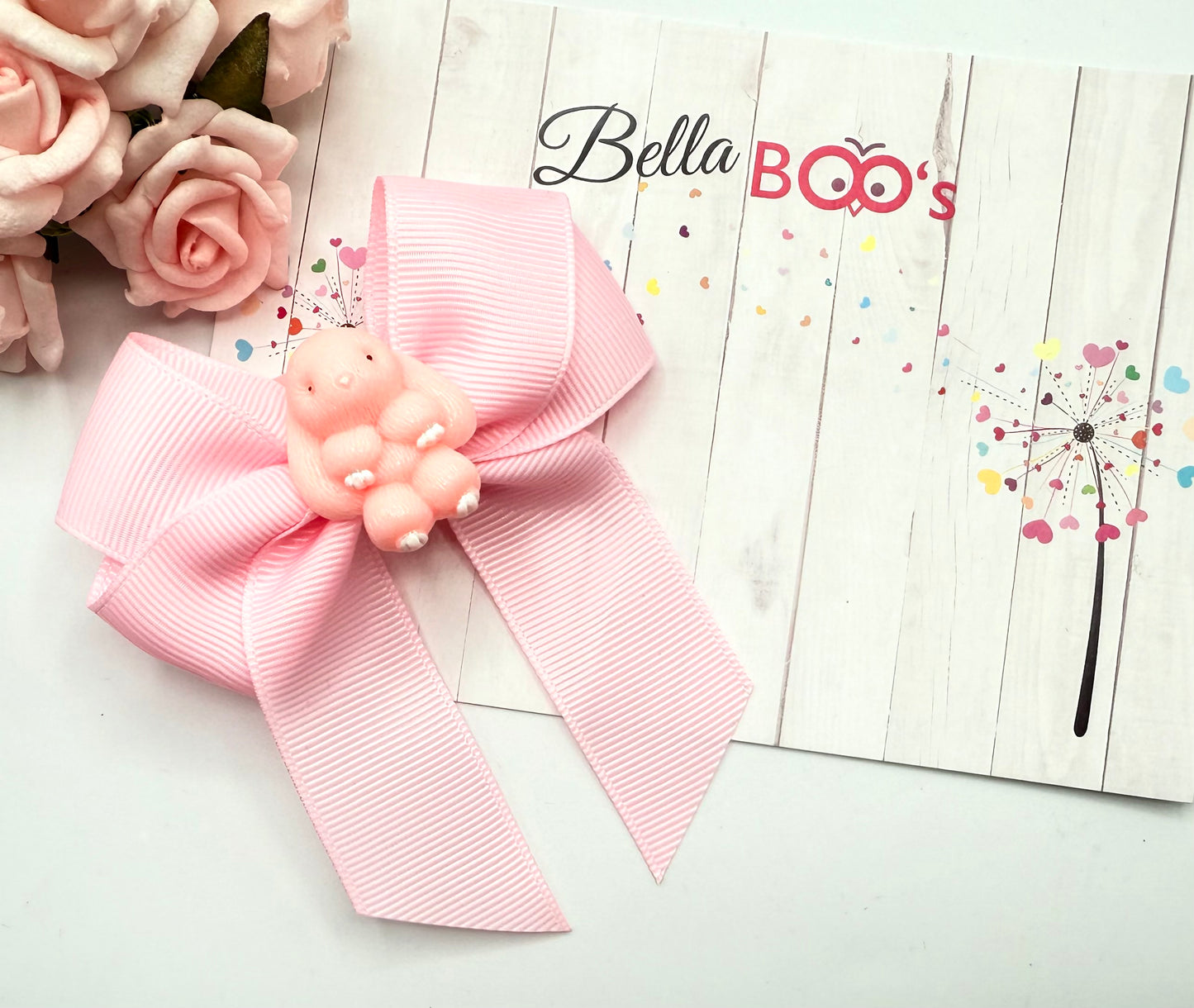 Baby Pink Bunny Ribbon Hair Bow